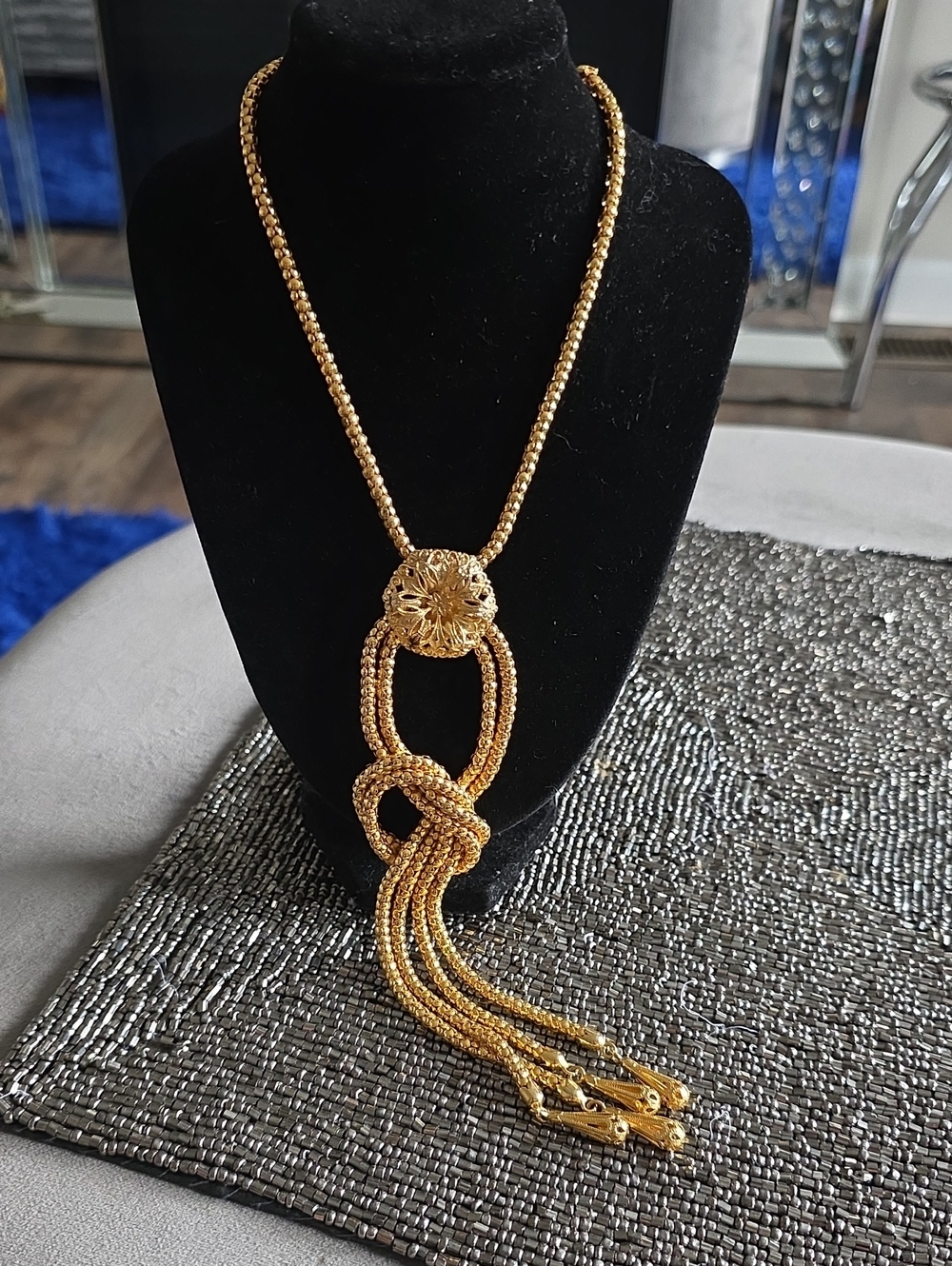 Vintage Gold-Tone Knot Tassel Necklace - Vintage